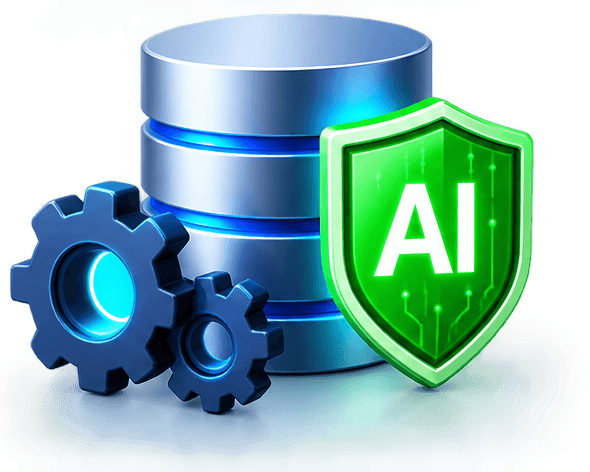 Advanced DBA with AI and security illustration